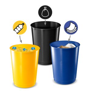 Cestino raccolta differenziata - 40 L - giallo/blu/nero - Cep - set 3 pezzi - immagine 1