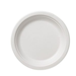Piatti piano monouso Bio - rotondo - diametro 26 cm - cellulosa/canna da zucchero - bianco - Leone - conf. 50 pezzi - immagine 1