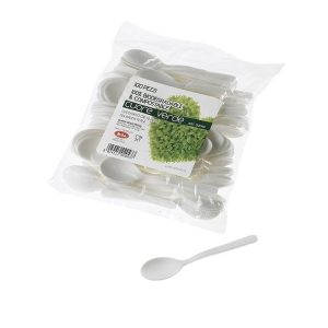 Cucchiaino monouso in CPLA - 10 cm - bianco - Leone - conf. 100 pezzi - immagine 1