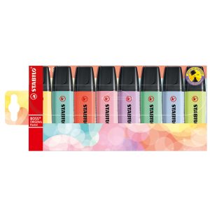 Evidenziatori Stabilo Boss Pastel - punta a scalpello - colori assortiti - Stabilo -  astuccio 8 pezzi - immagine 1