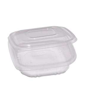 Contenitori in PP - con coperchio incernierato - 15,5 x 15,5 x 3,7 cm - Europack - conf. 50 pezzi - immagine 1