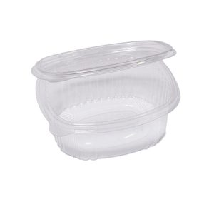 Contenitori ovali in PET - con coperchio incernierato - 14 x 11,9 x 5 cm - Europack - pack 50 pezzi - immagine 1