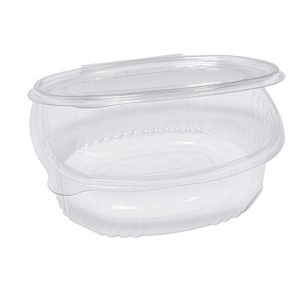 Contenitori ovali in PET - con coperchio incernierato - 18 x 15,1 x 6,5 cm - Europack - conf. 50 pezzi - immagine 1