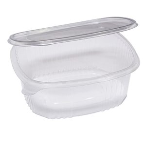 Contenitori ovali in PET - con coperchio incernierato - 22,5 x 19,2 x 7,7 cm - Europack - conf. 50 pezzi - immagine 1