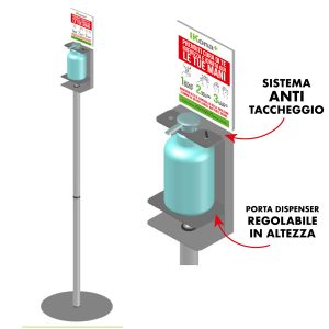 Piantana da terra - con supporto - per dispenser regolabile - 140 cm - CWR - immagine 1