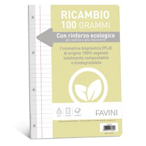 Ricambi c/rinforzo ecologico - A4 - 100gr - 40 fg - 1 rigo c/margine - Favini - immagine 1