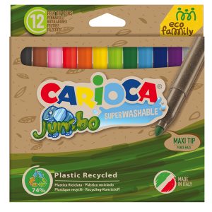 Pennarelli Jumbo Eco Family - lavabili - colori assortiti - Carioca - scatola 12 pezzi - immagine 1