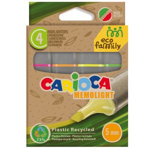 Evidenziatore Memolight Eco Family - colori assortiti - Carioca - scatola 4 pezzi - immagine 1