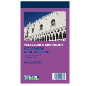 Blocco comande 3 tagliandi - copie autoricopianti - 16,8 x 10 cm - 25/25 fogli - DU161873T00 - Data Ufficio - immagine 1
