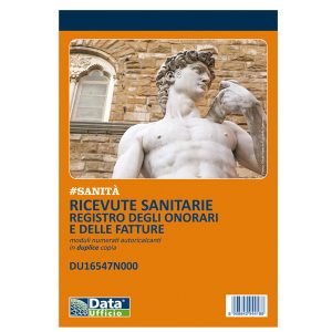 Blocco registro onorari/fatture ricevute sanitarie - 50/50 copie numerate autoricalcanti - 21,5 x 14,8 cm - DU16547N000 - Data Ufficio - immagine 1