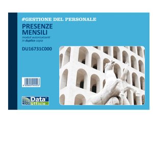 Blocco presenze mensili - 25/25 copie autoricalcanti - 14,8 x 21,5 cm - DU16731C000 - Data Ufficio - immagine 1
