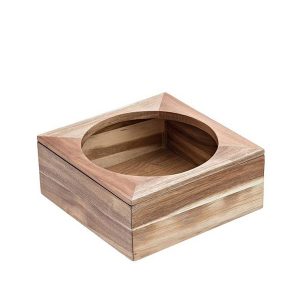 Supporto per ciotola - in bamboo - 26x26x11 cm - colore naturale - Leone - immagine 1