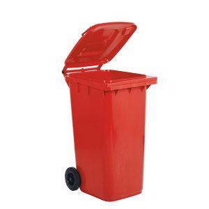 Bidone carrellato per raccolta differenziata - 240 L - rosso - MobilPlastic - immagine 1