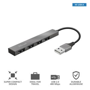 Hub Mini 4 porte Halyx - alluminio - Trust - immagine 2