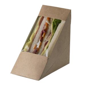 Scatole per sandwich Street Food in carta kraft - 12,3 x 7,2 x 12,3 cm - Leone - conf. 100 pezzi - immagine 1