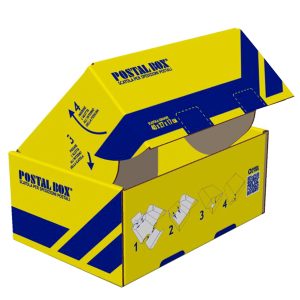 Scatola spedizioni Postal Box - L - 40 x 27 x 17 cm - giallo/blu - Blasetti - immagine 1