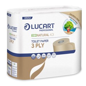 Carta igienica EcoNatural 4.3 Plastic Free - 270 strappi - Lucart - pacco 4 rotoli - immagine 1
