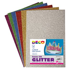 Gomma Crepp Glitter - 20x30 cm - colori assortiti - DECO - busta 10 fogli - immagine 1