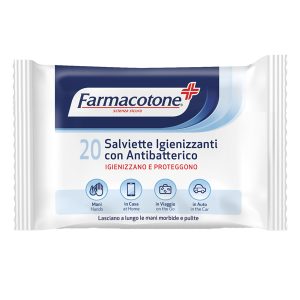 Salviette igienizzanti con antibatterico - Farmacotone - busta da 20 pezzi - immagine 1