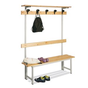 Panca spogliatoio - con alzata - 5 posti - 150 x 40 x 185 cm - legno - Fasma - immagine 2