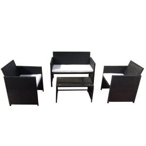 Salotto Valencia - nero/bianco - Garden Friend - set 4 elementi - immagine 1