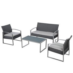 Salotto Alicante - nero/grigio - Garden Friend - set 4 elementi - immagine 1