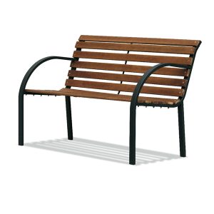 Panca da giardino Parco - 80 x 62 x 122 cm - acciaio/legno - nero - Garden Friend - immagine 1