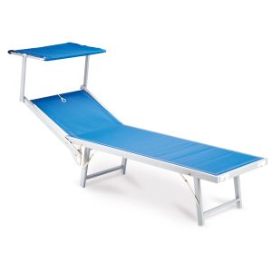 Lettino con copertura Ibiza - 36 x 186 x 59 cm - alluminio/texilene - blu - Garden Friend - immagine 1