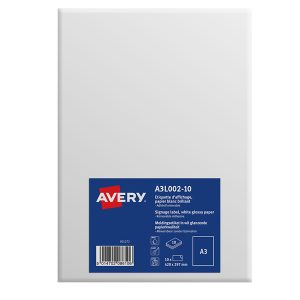 Etichette adesive - in carta - rimovibili - 420 x 297 mm - 1 et/fg - 10 fogli - bianco lucido - Avery - immagine 1