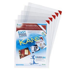 Tasca a L - con retro adesivo - A5 - rosso - Djois - conf. 5 pezzi - immagine 1