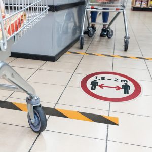 Pittogramma adesivo - da terra - Mantenere la distanza di sicurezza - diametro 43 cm - Durable - immagine 2