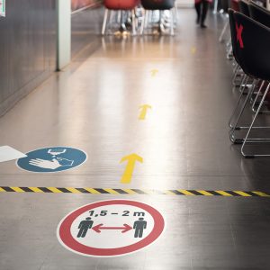 Pittogramma adesivo - da terra - Mantenere la distanza di sicurezza - diametro 43 cm - Durable - immagine 3