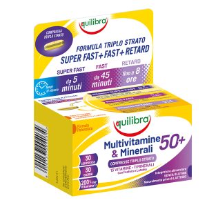 Integratore Multivitamine & Minerali 50 + - 30 compresse triplostrao (1,4 gr cad.) - Equilibra - immagine 1