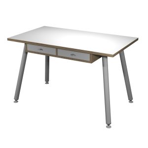 Postazione Home-Office - con sottopiano - gambe in metallo -120 x 60 x H 74,4 cm - bianco / rovere - immagine 1