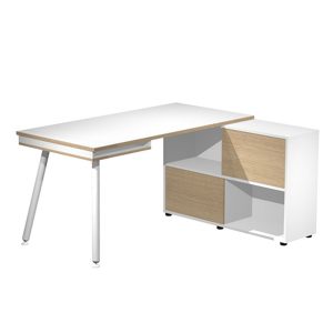 Workstation Maxi - gambe in metallo - 160 x 140 x H 81,5 cm - bianco / rovere - immagine 2