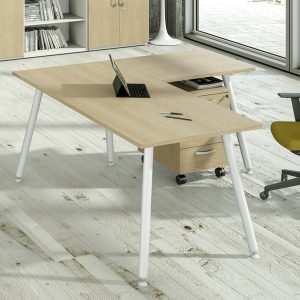 Scrivania Skinny Metal - 160 x 80 x H 74,4 cm - bianco / rovere - immagine 2