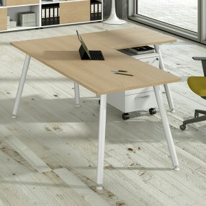 Allungo DX/SX per scrivanie Skinny Metal - 60 x 80 x H 74,4 cm - bianco / rovere - immagine 2