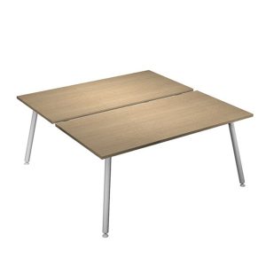 Scrivania Skinny Metal a 2 postazioni contrapp. - 140 x 166 cm - bianco / rovere - immagine 1