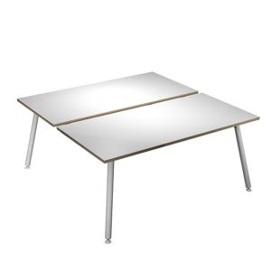 Scrivania Skinny Metal a 2 postazioni contrapp. - 140 x 166 cm - bianco - immagine 1
