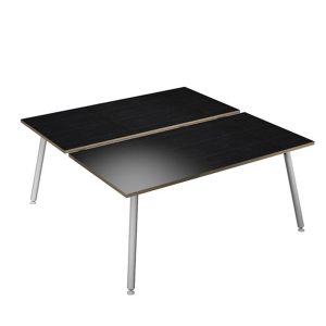 Scrivania Skinny Metal a 2 postazioni contrapp. - 140 x 166 cm - bianco / nero venato - immagine 1