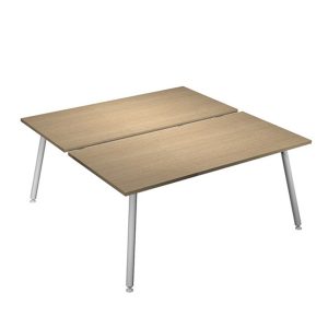 Scrivania Skinny Metal a 2 postazioni contrapp. - 160 x 166 cm - bianco / rovere - immagine 1