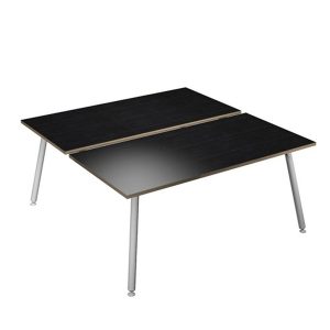 Scrivania Skinny Metal a 2 postazioni contrapp. - 160 x 166 cm - bianco / nero venato - immagine 1