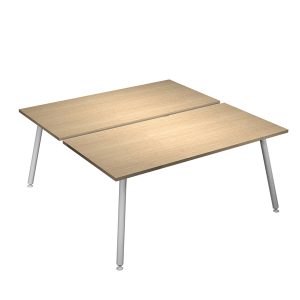Scrivania Skinny Metal a 2 postazioni contrapp. - 180 x 166 cm - bianco / rovere - immagine 1
