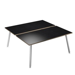 Scrivania Skinny Metal a 2 postazioni contrapp. - 180 x 166 cm - bianco / nero venato - immagine 1