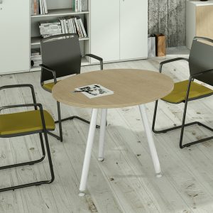 Tavolo riunione tondo Skinny Metal - diametro 80 cm - rovere - immagine 2
