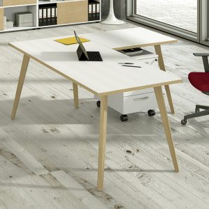 Scrivania Woody - 80 x 80 x H 74,4 cm - rovere / bianco - immagine 1