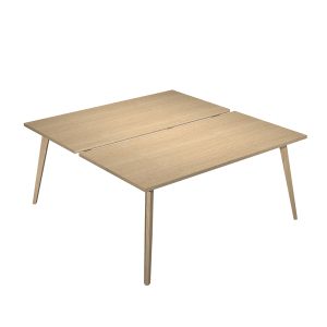 Scrivania Woody a 2 postazioni contrap. - 120 x 166 cm - rovere - immagine 1