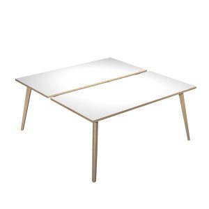 Scrivania Woody a 2 postazioni contrap. - 120 x 166 cm - rovere / bianco - immagine 1