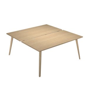 Scrivania Woody a 2 postazioni contrap. - 140 x 166 cm - rovere - immagine 1