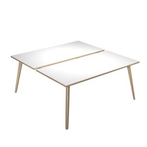 Scrivania Woody a 2 postazioni contrap. - 140 x 166 cm - rovere / bianco - immagine 1